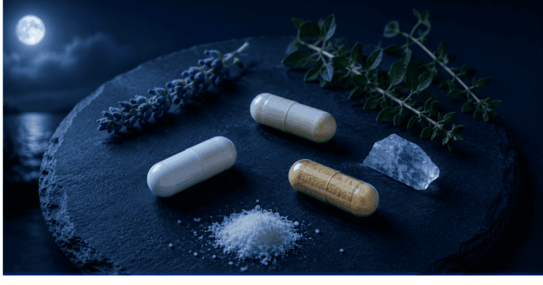 Best supplements for sleep evidence-ranked: Tier 1 Magnesium Glycinate (Abbasi 2012, Cao 2024 RCTs) and Glycine (Bannai 2012), Tier 2 L-Theanine Ashwagandha KSM-66 Magtein, melatonin as circadian timing tool only, NeuroEdge Sleep Stack Protocol