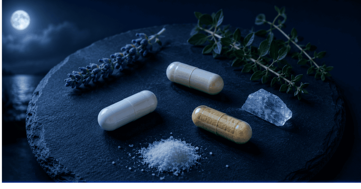 Best supplements for sleep evidence-ranked: Tier 1 Magnesium Glycinate (Abbasi 2012, Cao 2024 RCTs) and Glycine (Bannai 2012), Tier 2 L-Theanine Ashwagandha KSM-66 Magtein, melatonin as circadian timing tool only, NeuroEdge Sleep Stack Protocol