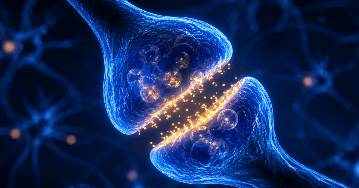 Huperzine A complete guide — synaptic transmission illustration showing acetylcholinesterase inhibition mechanism for cognitive enhancement.