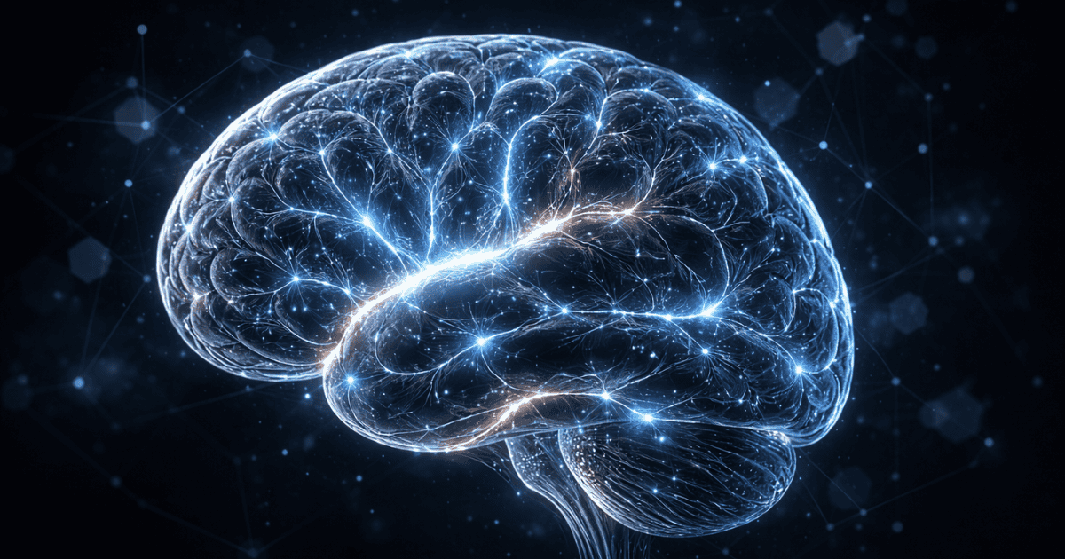 Glowing neural pathways and synaptic connections in the human brain representing memory formation and learning enhancement — NeuroEdge Formula