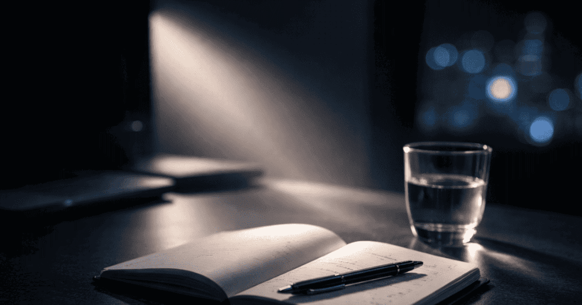 Focus productivity optimisation — minimalist desk with beam of light representing deep work and sustained cognitive performance