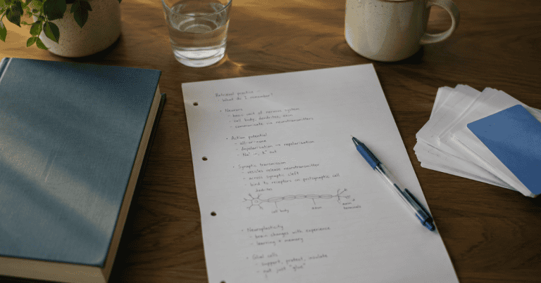 Active recall study method — recalling notes onto a blank page with the textbook closed