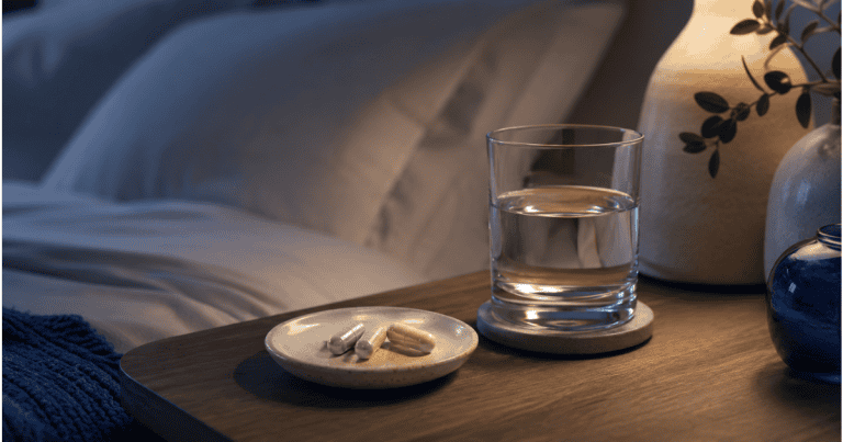 Physiological sigh breathwork — taking a deliberate calming breath at a desk