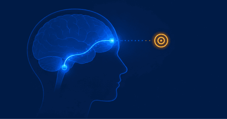 Diagram of a dopamine pathway lighting up in anticipation, illustrating dopamine motivation