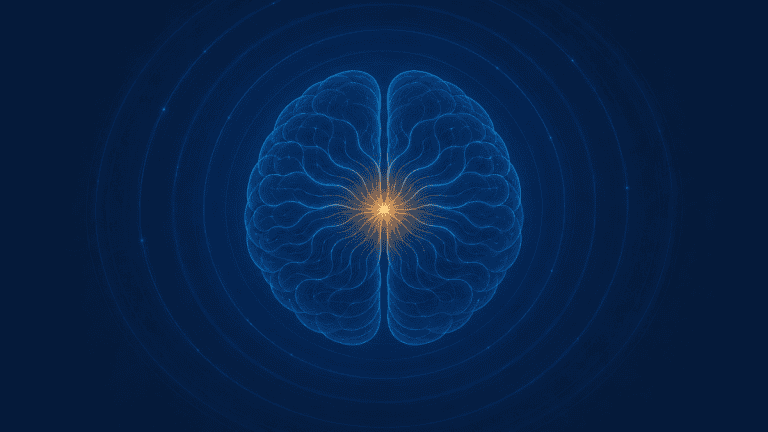 Abstract calm-brain illustration representing meditation and the brain and what the neuroscience supports