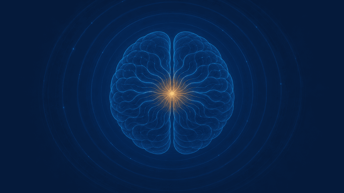 Abstract calm-brain illustration representing meditation and the brain and what the neuroscience supports